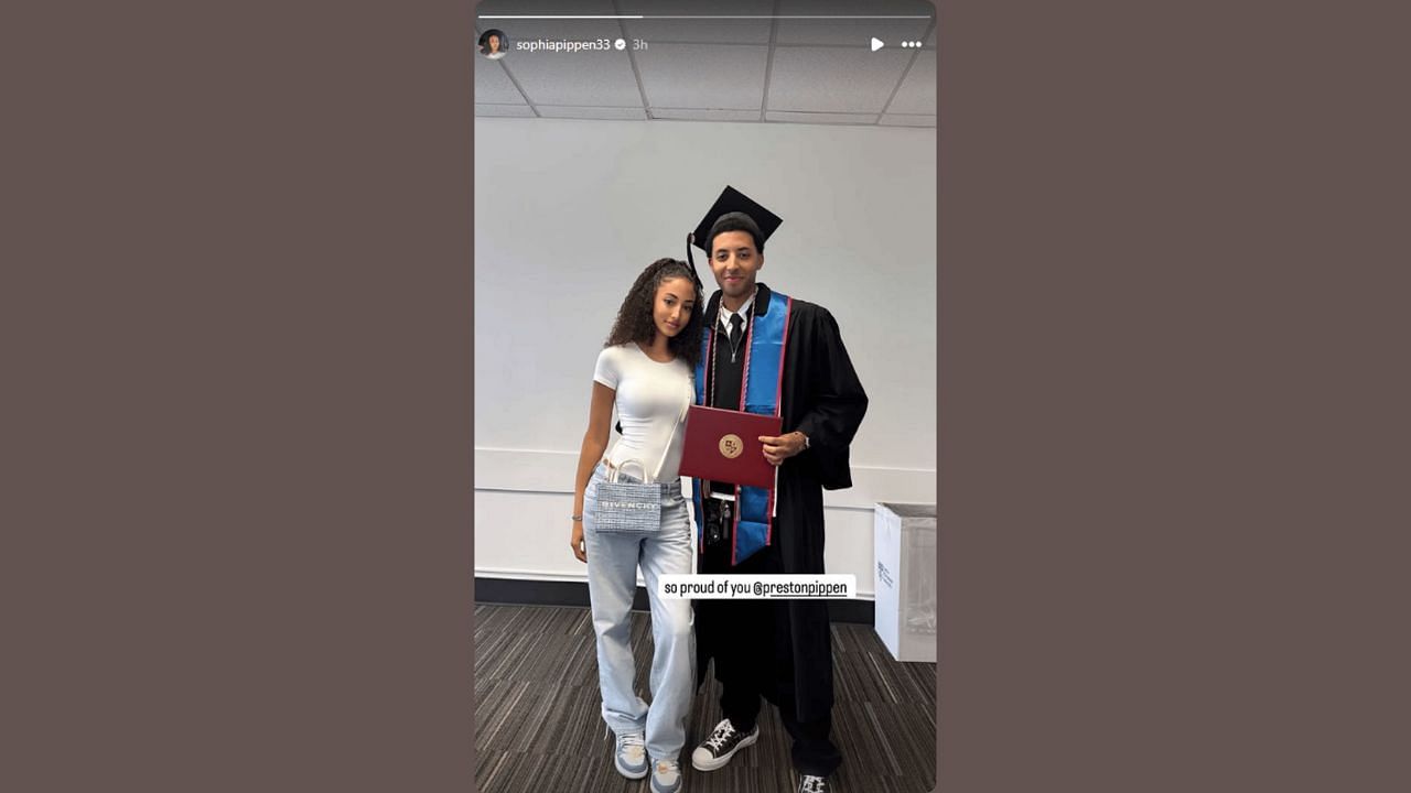 Scottie Pippen's daughter expresses pride in her brother's achievement. (Credits: @sophiapippen33/Instagram)